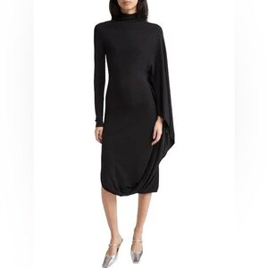 $1990 STELLA MCCARTNEY
Black Asymmetric Cape Midi Dress size 36